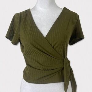 Ten Sixty Sherman Olive V-Neck Wrap Blouse